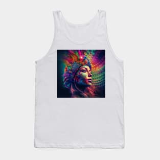 Psychedelic Feathers of an Aztec Woman Tank Top